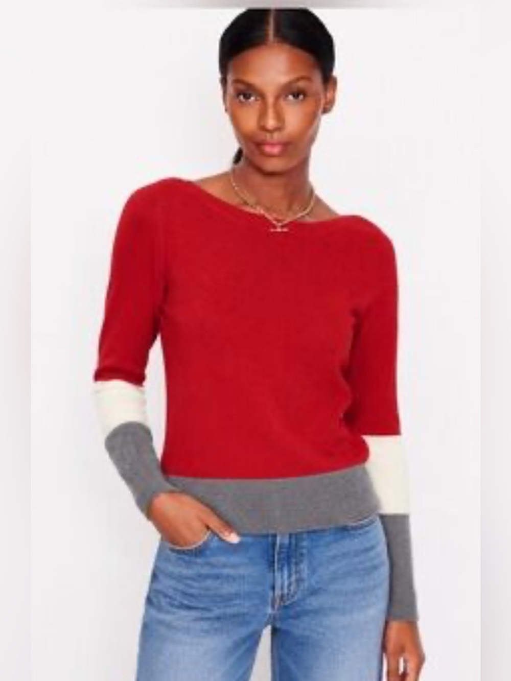 NWT Gap Red Colorblock Knit Sweater M